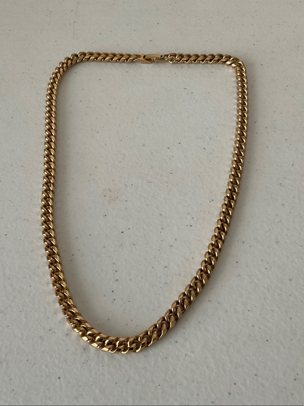 Gold Tone Cuban Link Chain Necklace